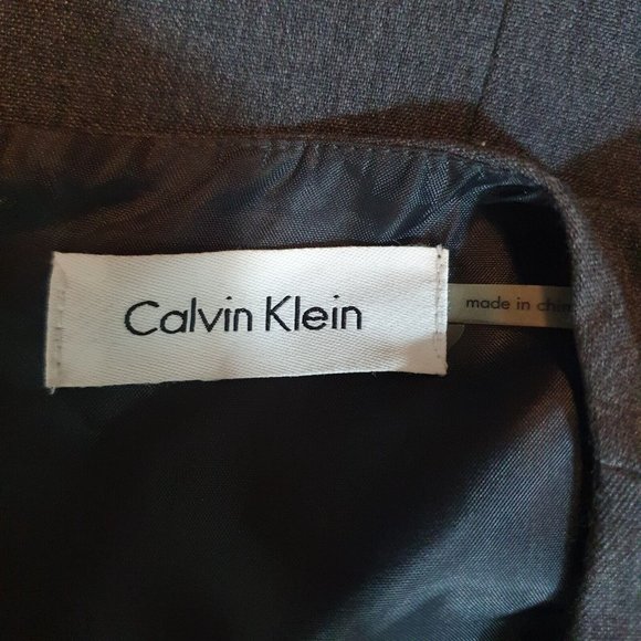 Calvin Klein Dress Sze XL Ruffle Grey Pencil Corporate Career Work Wear Cocktail - Picture 5 of 8